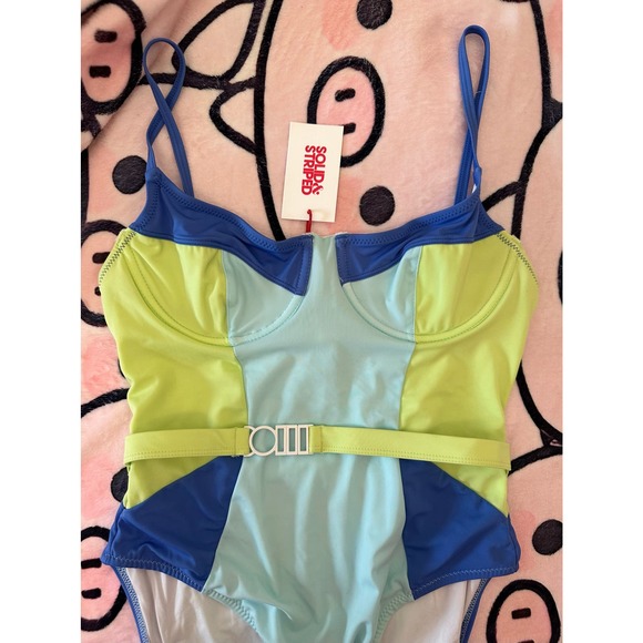 Solid and Striped The Spencer Size Large Blue Green White Anthropologie - Picture 12 of 13